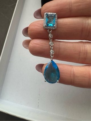 Orecchini Zirconi Blu Placcati Argento