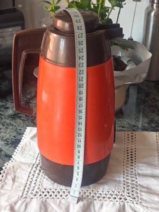 Jarra termo vintage naranja y marrón