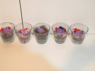 Set 5 portacandele in vetro con pietre