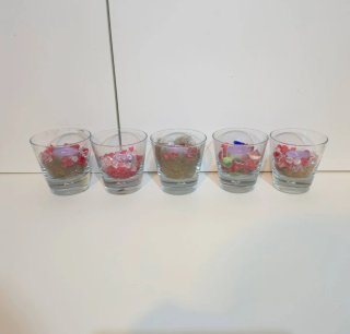 Set 5 portacandele in vetro con pietre