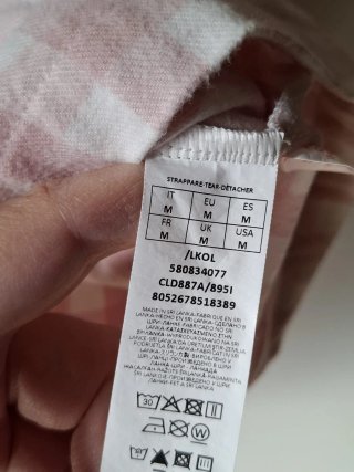 Maglietta Pigiama a Quadri Rosa e Bianchi