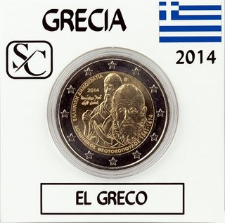 Moneda conmemorativa 2€ Grecia 2014. El Greco.