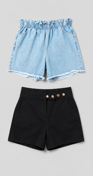 Lote 2 Pantalones Cortos: Negro y Azul