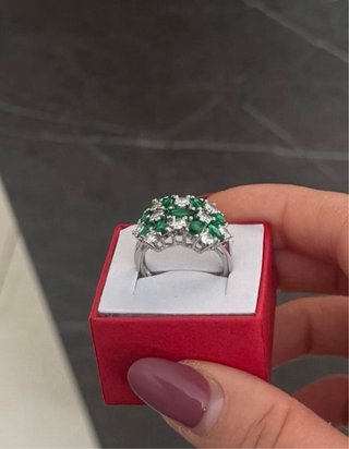 Anello in  Argento 925 Zirconi Verdi
