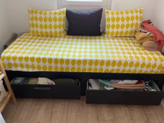 Diván Cama IKEA BRIMNES Negro