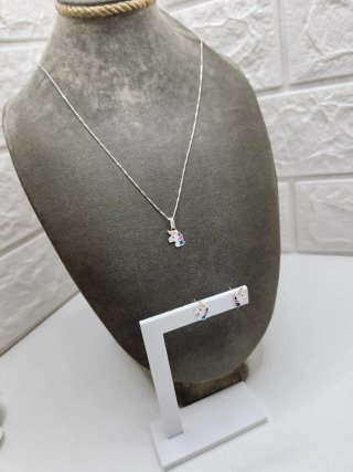 Conjunto Plata Ley Unicornio Collar Pendientes