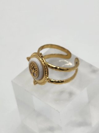 Anillo Acero Quirúrgico Chapado Oro Árbol Vida