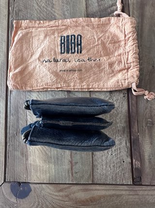 Monedero Biba Piel Natural Azul