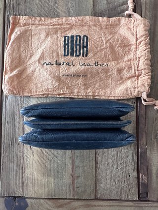 Monedero Biba Piel Natural Azul