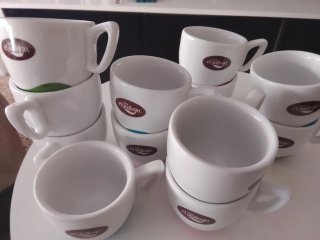 Tazas de porcelana Café el Gallego incluido platos