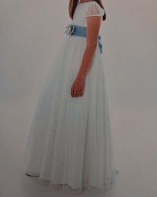 Vestido de Comunión Blanco y Azul