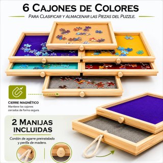 Tablero Inclinado para Puzzles - 6 cajones