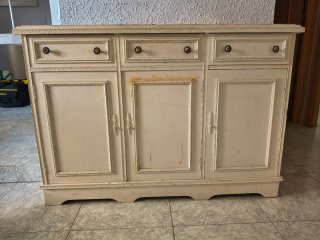 Cómoda recibidor mármol y madera