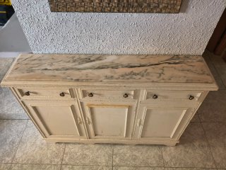 Cómoda recibidor mármol y madera