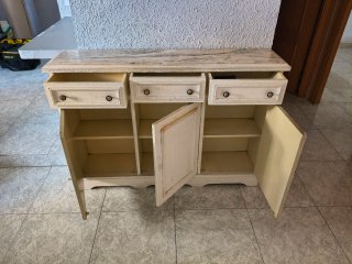 Cómoda recibidor mármol y madera
