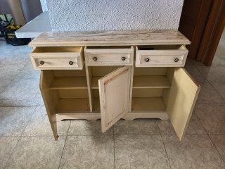 Cómoda recibidor mármol y madera