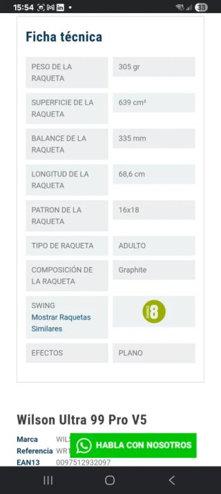 Raqueta Wilson Ultra 99 Pro V5