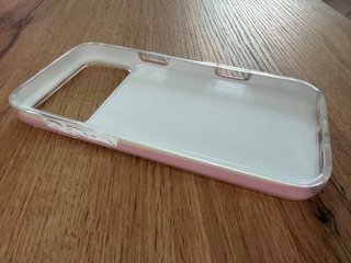 Funda iPhone 14 Pro Max rayas rosa y crema
