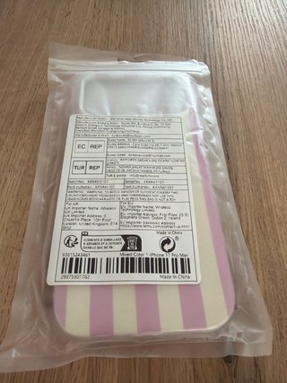 Funda iPhone 14 Pro Max rayas rosa y crema