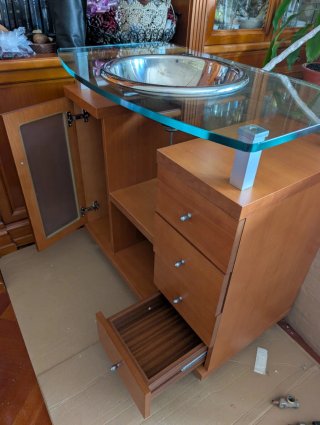 Mueble de baño moderno madera y cristal