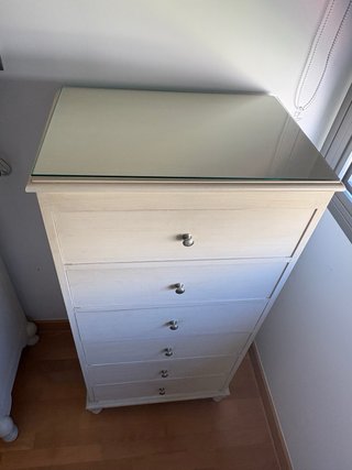 Cómoda sifonier de madera con 6 cajones