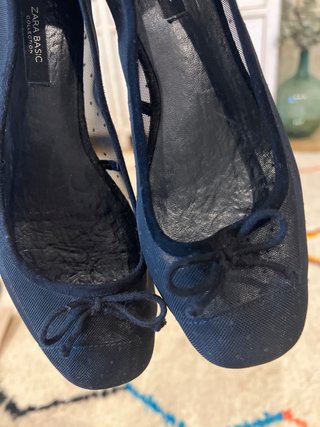 Manoletinas Zara plumeti negras T37