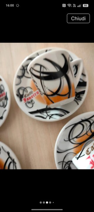 Set 5 Tazze e Piattini Caffè Porcellana