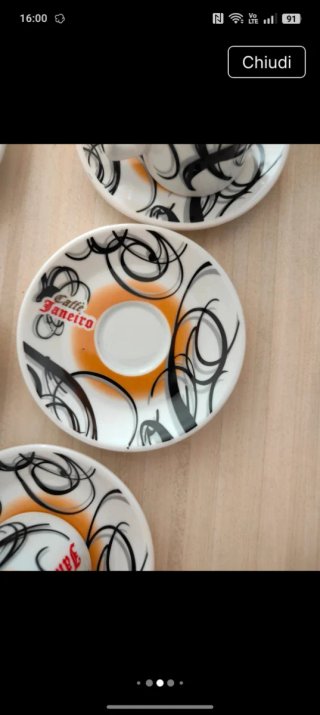 Set 5 Tazze e Piattini Caffè Porcellana