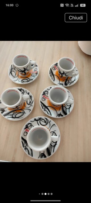 Set 5 Tazze e Piattini Caffè Porcellana