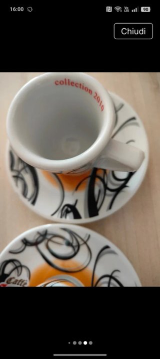 Set 5 Tazze e Piattini Caffè Porcellana