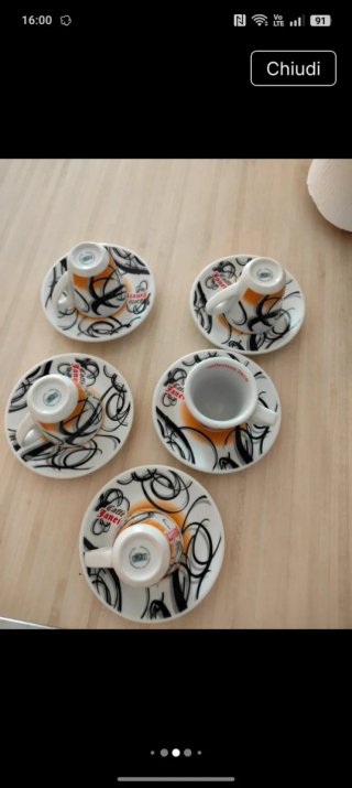 Set 5 Tazze e Piattini Caffè Porcellana