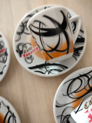 Set 5 Tazze e Piattini Caffè Porcellana