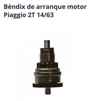 Bendix Piaggio 2T 14/63 Arranque Motor