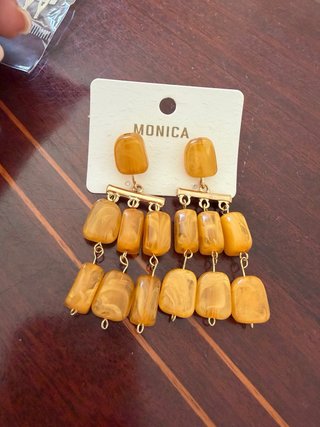 Pendientes MONICA flamenca naranja y dorado
