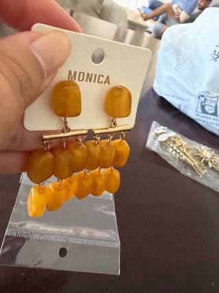 Pendientes MONICA flamenca naranja y dorado