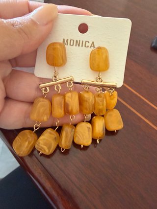 Pendientes MONICA flamenca naranja y dorado