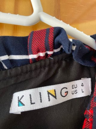 Vestido Kling cuadros rojo y azul