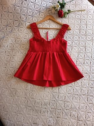 Top con elástico corte ancho Rojo TLXL