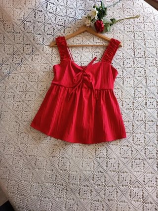 Top con elástico corte ancho Rojo TLXL