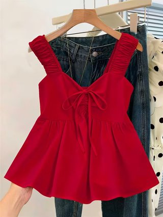 Top con elástico corte ancho Rojo TLXL