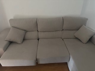 Divano chaise longue beige in tessuto