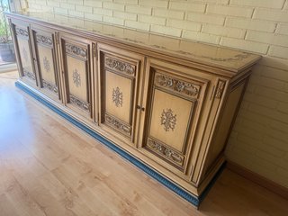 Mueble Buffet, Aparador 5 Puertas Beige y Azul