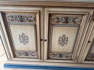 Mueble Buffet, Aparador 5 Puertas Beige y Azul