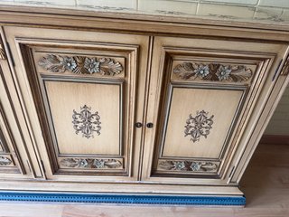 Mueble Buffet, Aparador 5 Puertas Beige y Azul