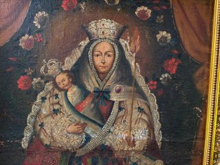 Cuadro Peruano Virgen con Niño Coronados