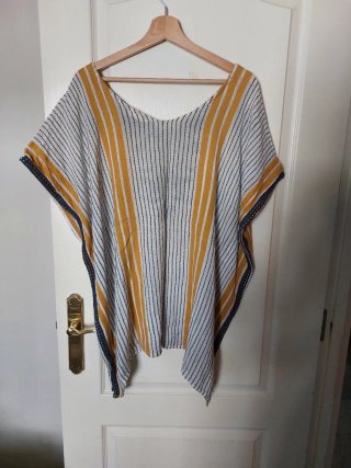 Blusa Kaftán Rayas Amarillas y Azules