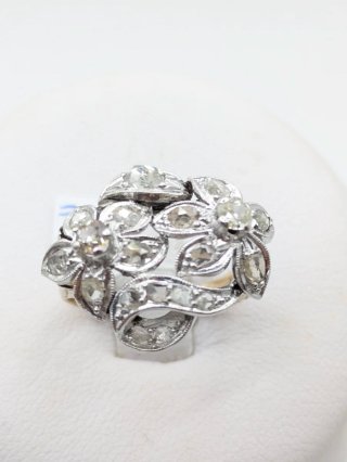 Anillo Oro 18k Flores Diamantes