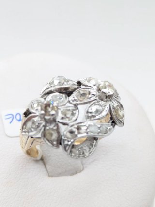 Anillo Oro 18k Flores Diamantes