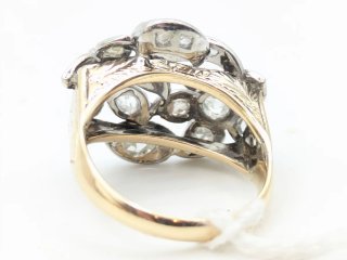 Anillo Oro 18k Flores Diamantes