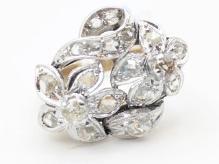 Anillo Oro 18k Flores Diamantes